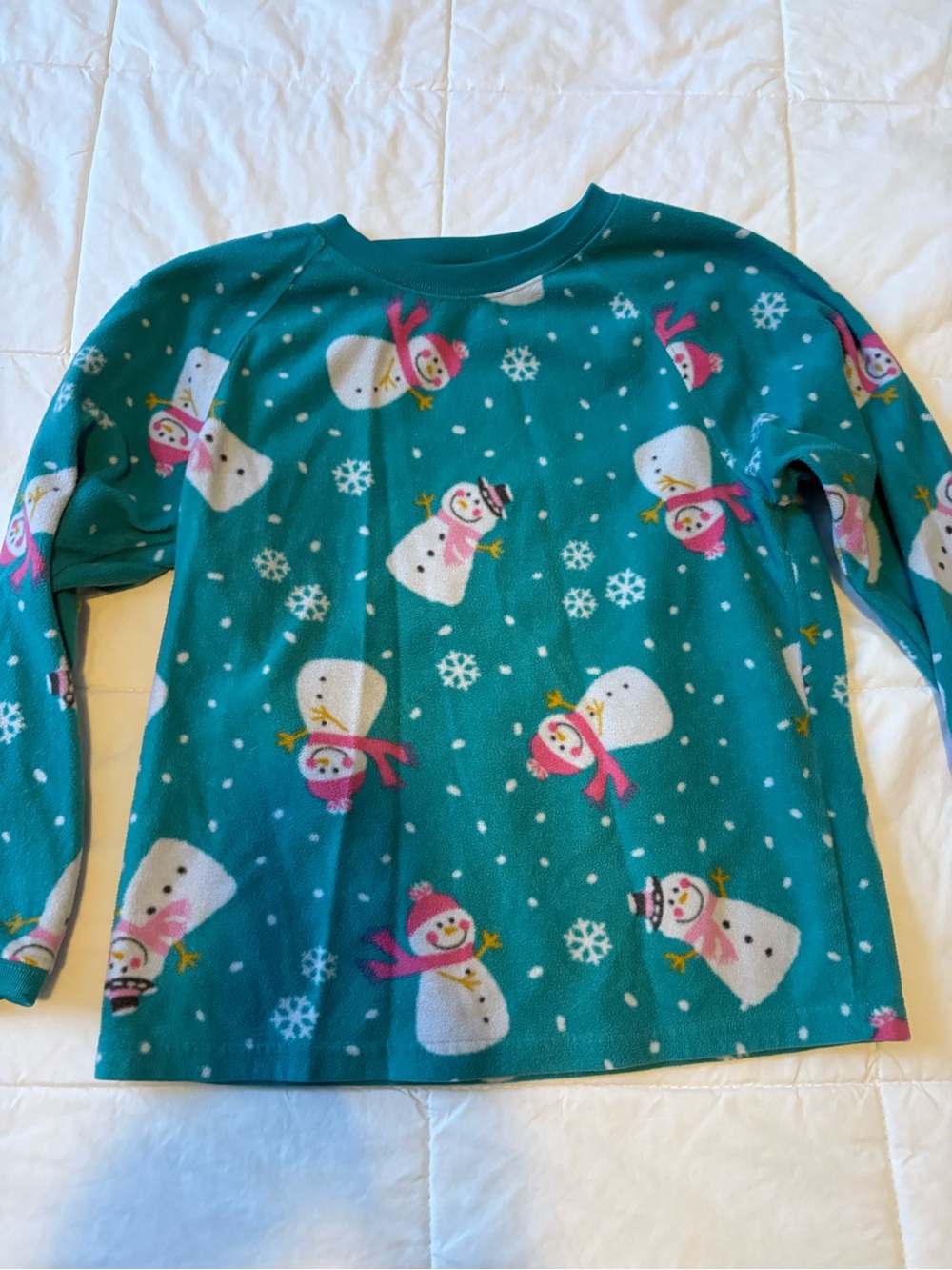 3/15$ The Children's Place Teal Snowman Print Fleece Top